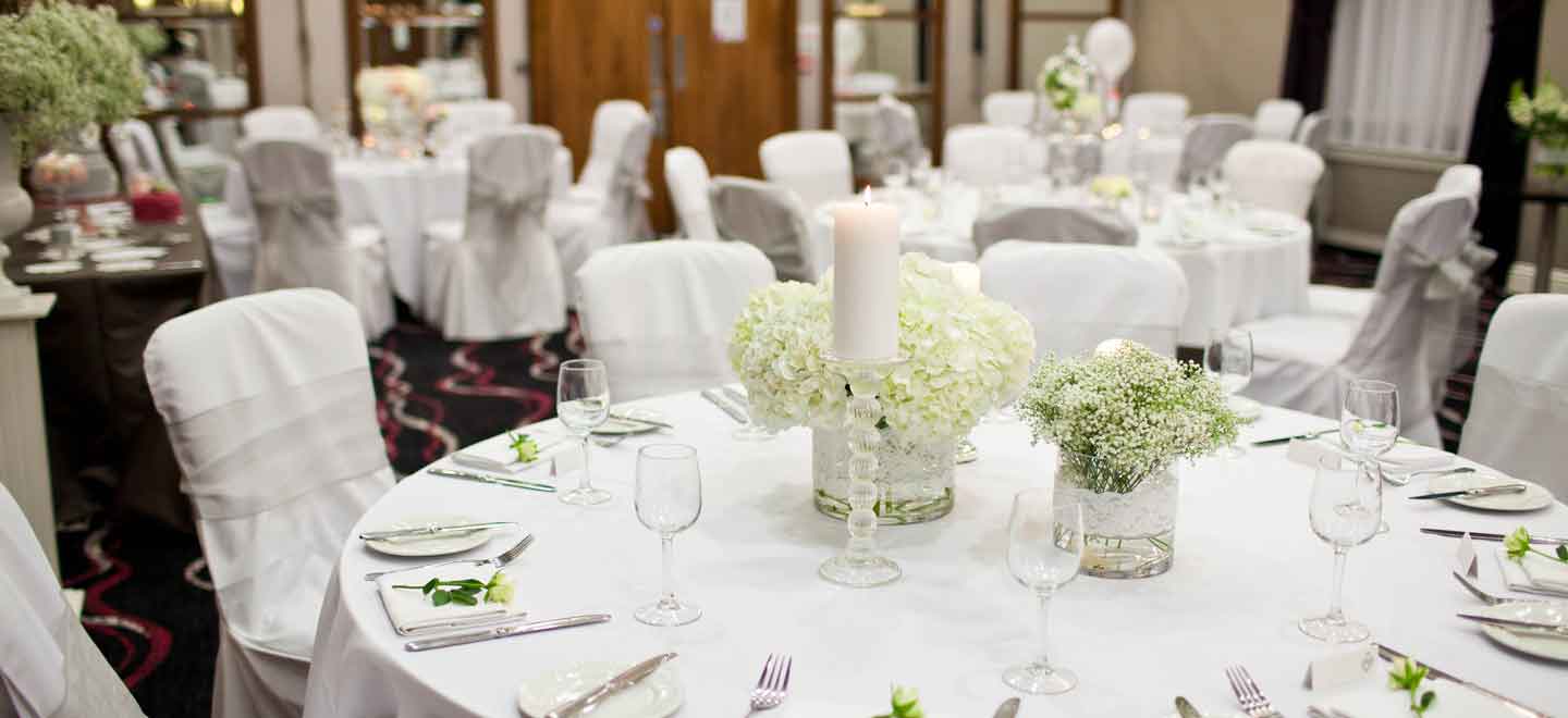 wedding table setting 2 at DIY wedding Leicester Holiday Inn Leicester gay wedding guide 9