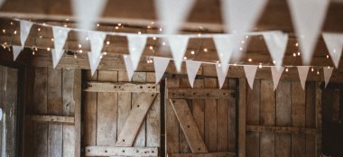 White Bunting At Tythe Barn Wedding Venue Oxfordshire Via The Gay Wedding Guide 9 380X174