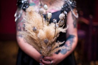 Lgbt Wedding Lesbian Wedding Styled Shoot Heavy Metal Wedding Details Tattoed Brides Paola De Paola Photography 18 1 5 345X230