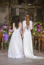 Models As Brides Holding Bouquets At Gothic And Purple Wedding Ideas Styled Shoot Via The Gay Wedding Guide 1 5 155X230