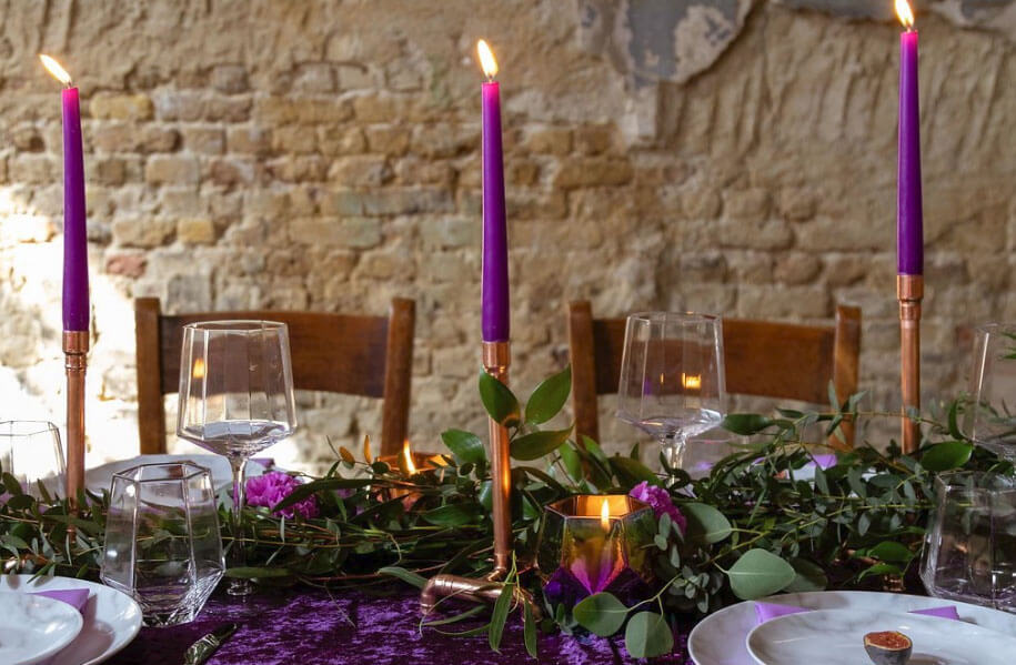 Place setting at Gothic and Purple wedding ideas Styled Shoot via The Gay Wedding Guide 1 5