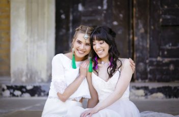 Two Models As Brides At Gothic And Purple Wedding Ideas Styled Shoot Via The Gay Wedding Guide 1 5 351X230