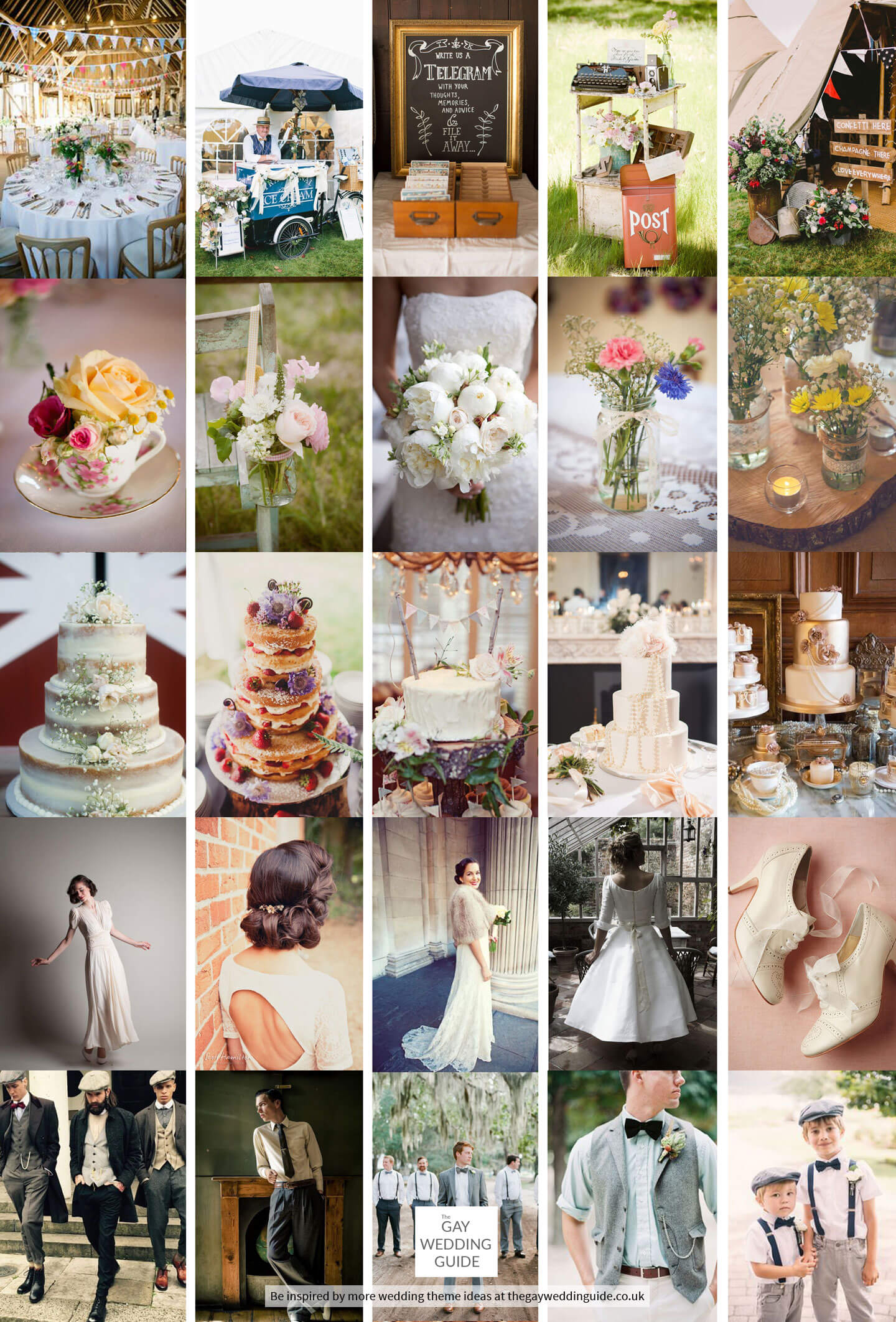 1940S Wedding Theme Ideas Board Via The Gay Wedding Guide 2 - 1940S Wedding Theme Inspiration 1940S-Wedding-Theme-Ideas-Board-Via-The-Gay-Wedding-Guide
