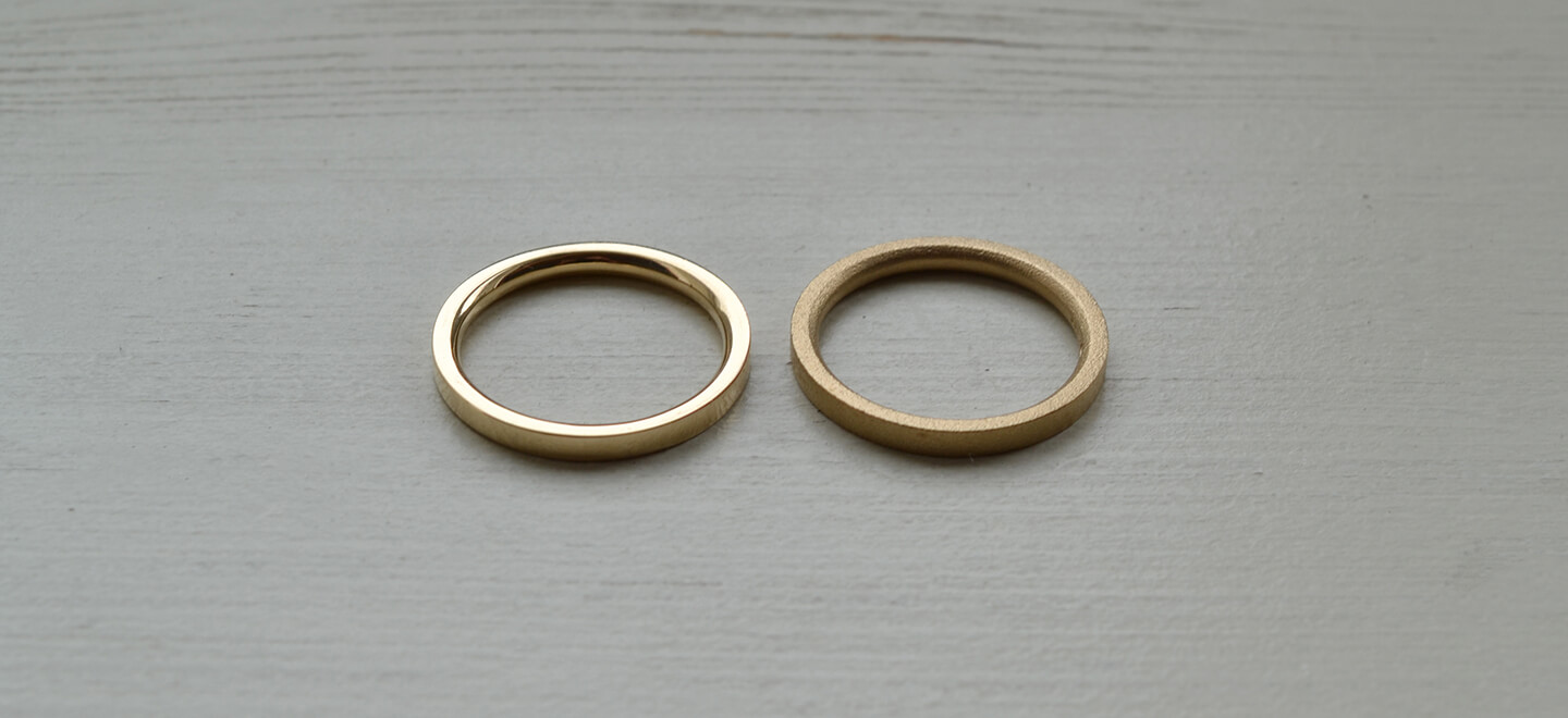 3Mm Gold Wedding Rings Polished And Blasted Finishes 2 - How To Choose A Wedding Ring: Trends, Tips &Amp; More Gay Wedding Guide