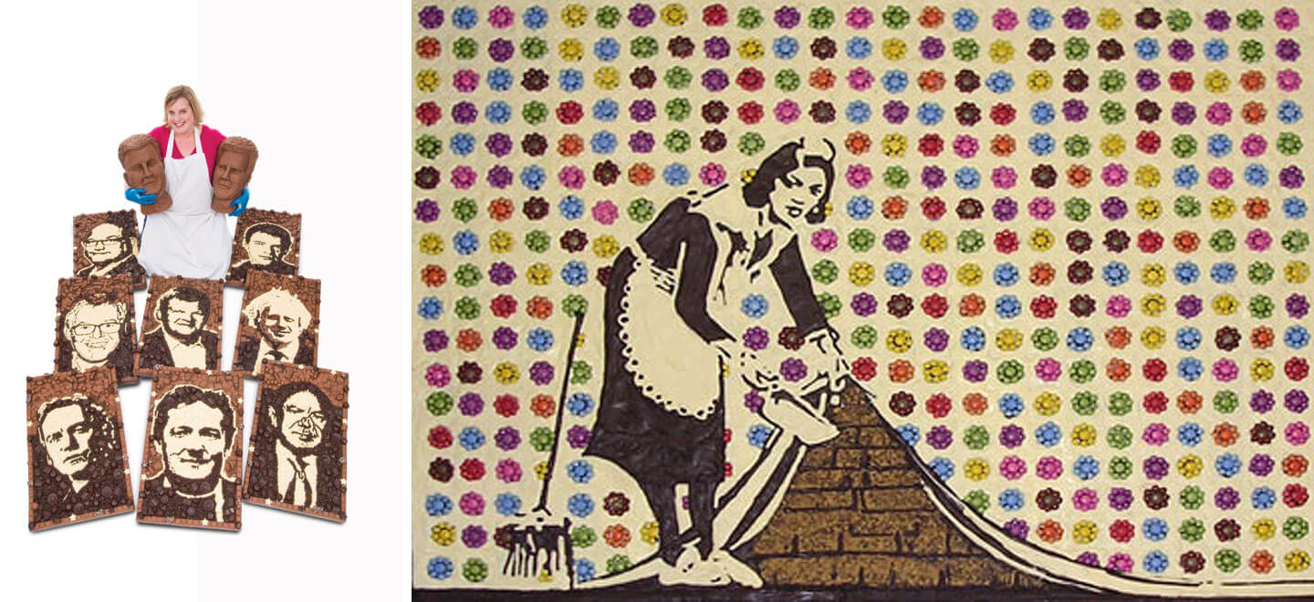 Food Is Art Chocolate Portraits And Banksy Copy Made Of Smarties Via The Gay Wedding Guide 2 - The Coolest Edible Sculptures Gay Wedding Guide