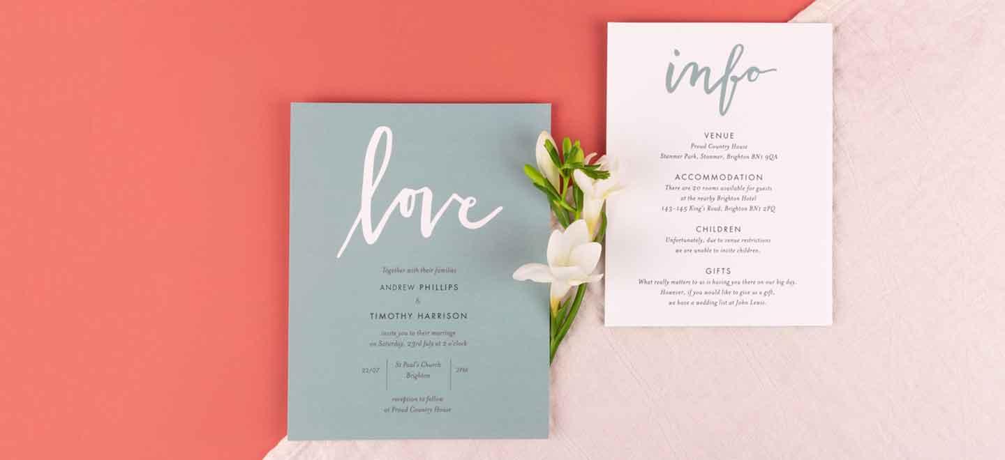Love Letters Wedding Invitations Rosemood 1440 How Personalise Wedding Invitation 1 - Style &Amp; Substance: Getting Your Wedding Invitations Right Gay Wedding Guide