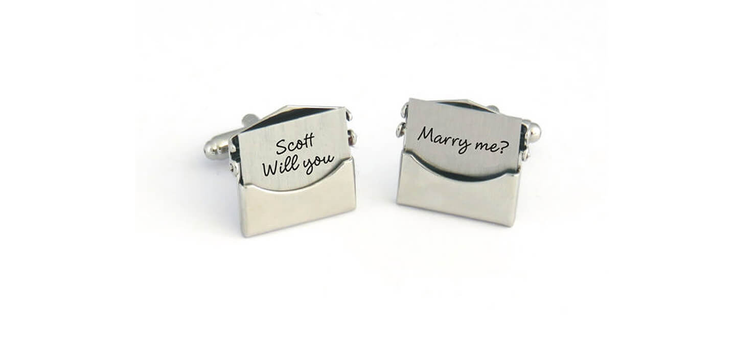 Personalised Will You Marry Me Cuff Links Top Alternative Engagement Gifts Via The Gay Wedding Guide 2 - Alternatives To Engagement Rings: Gift Ideas Personalised-Will-You-Marry-Me-Cuff-Links-Top-Alternative-Engagement-Gifts-Via-The-Gay-Wedding-Guide
