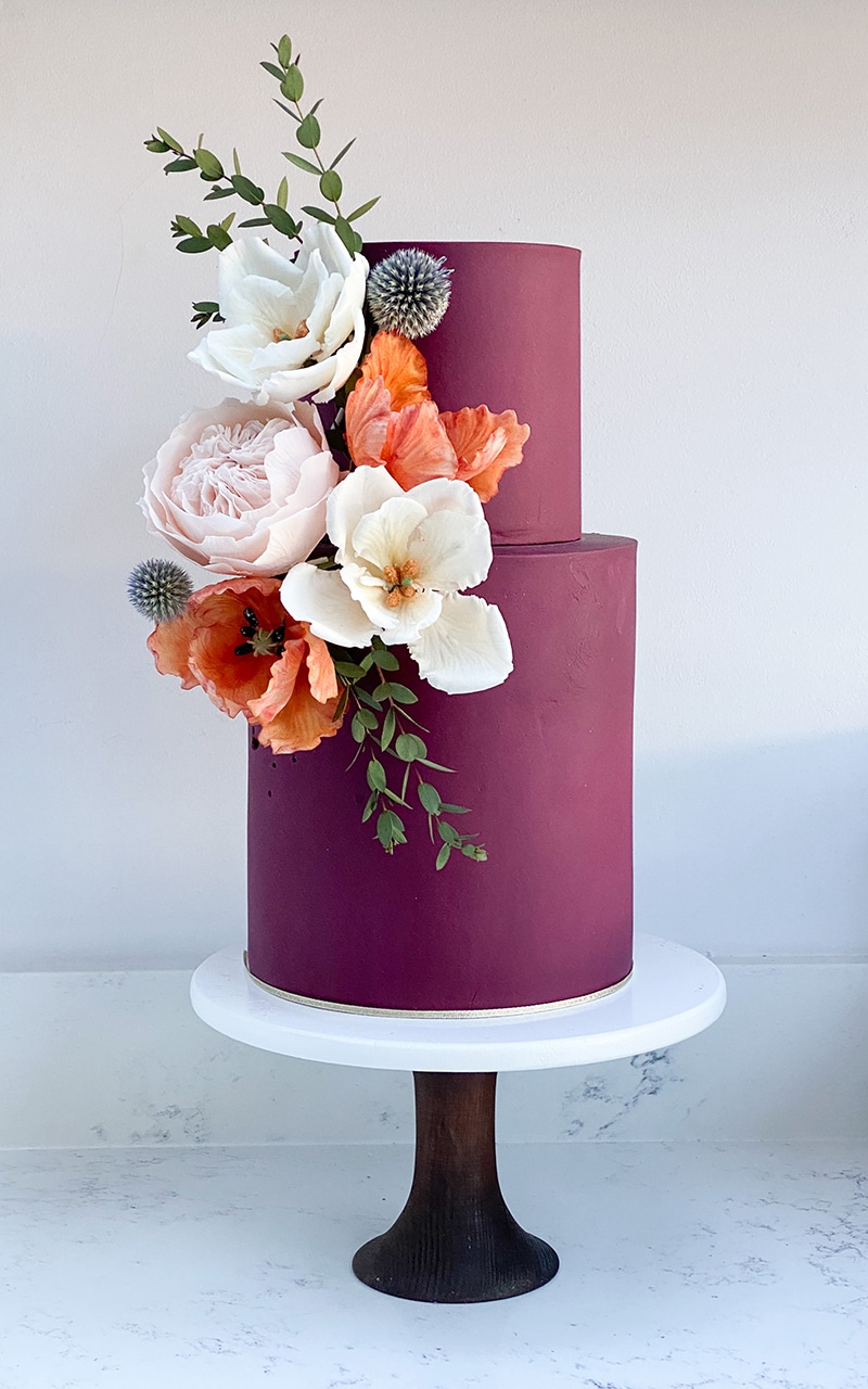 Al Burgundy Wedding Cake 2 - Heavenly Same-Sex Autumn Wedding Ideas From The Uk'S Top 10 Lgbtq+ Wedding Suppliers Gay Wedding Guide