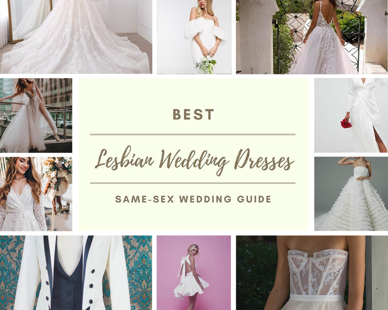 Cream Rustic Wedding Dresses Collage 2 - 30 Chic Lesbian Wedding Dresses That Make Your Bridal Look Authentic Lesbian Wedding Dress Collage