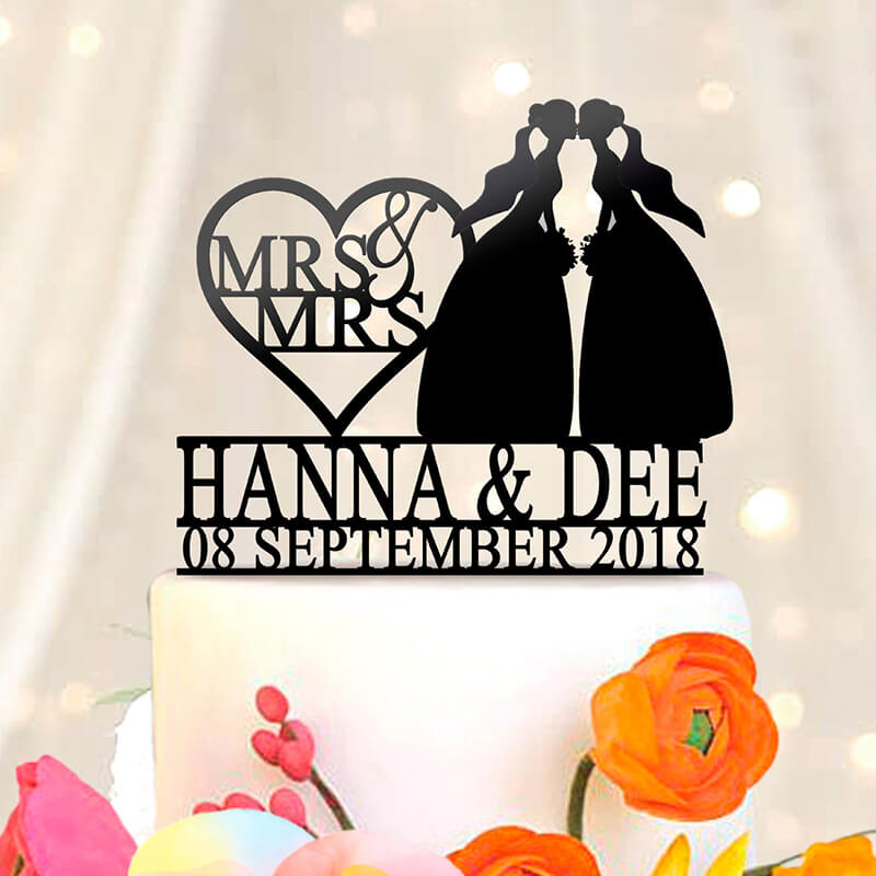 Heart Shape With Surname Mrs And Mrs 2 - 40 Awesome Lesbian Wedding Cake Toppers That Will Make Your Wedding Cake Stand Out Heart Shape With Surname Mrs And Mrs 2 - 40 Awesome Lesbian Wedding Cake Toppers That Will Make Your Wedding Cake Stand Out Gay Wedding Guide