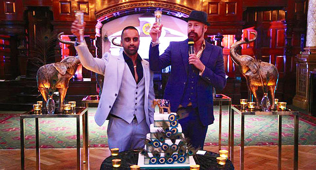 Mcqueen Wedding Suits Toast 2 - Experts At Work: Indian And Peacock Gay Wedding Theme Mcqueen-Wedding-Suits-Toast
