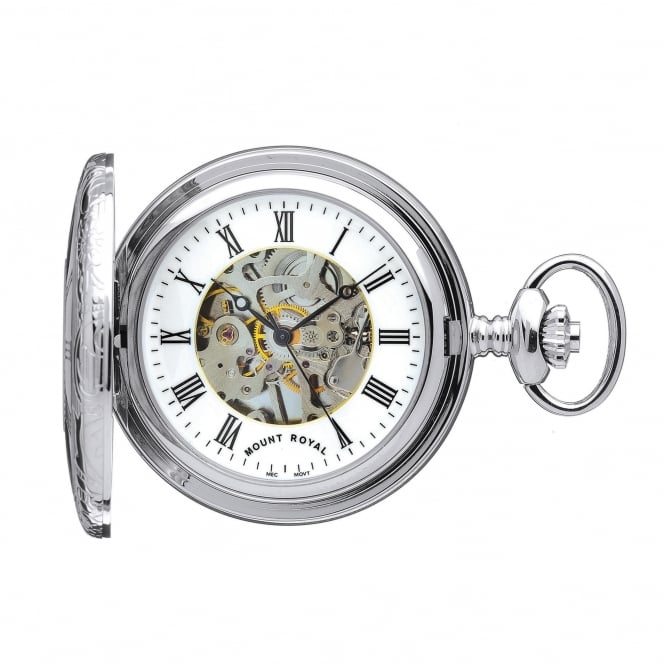 Mount Royal Chrome Plated Mechanical Half Hunter Pocket Watch With Skeletal Display P2319 18944 Medium 2 - Wedding Outfit Accessories Gay Wedding Guide