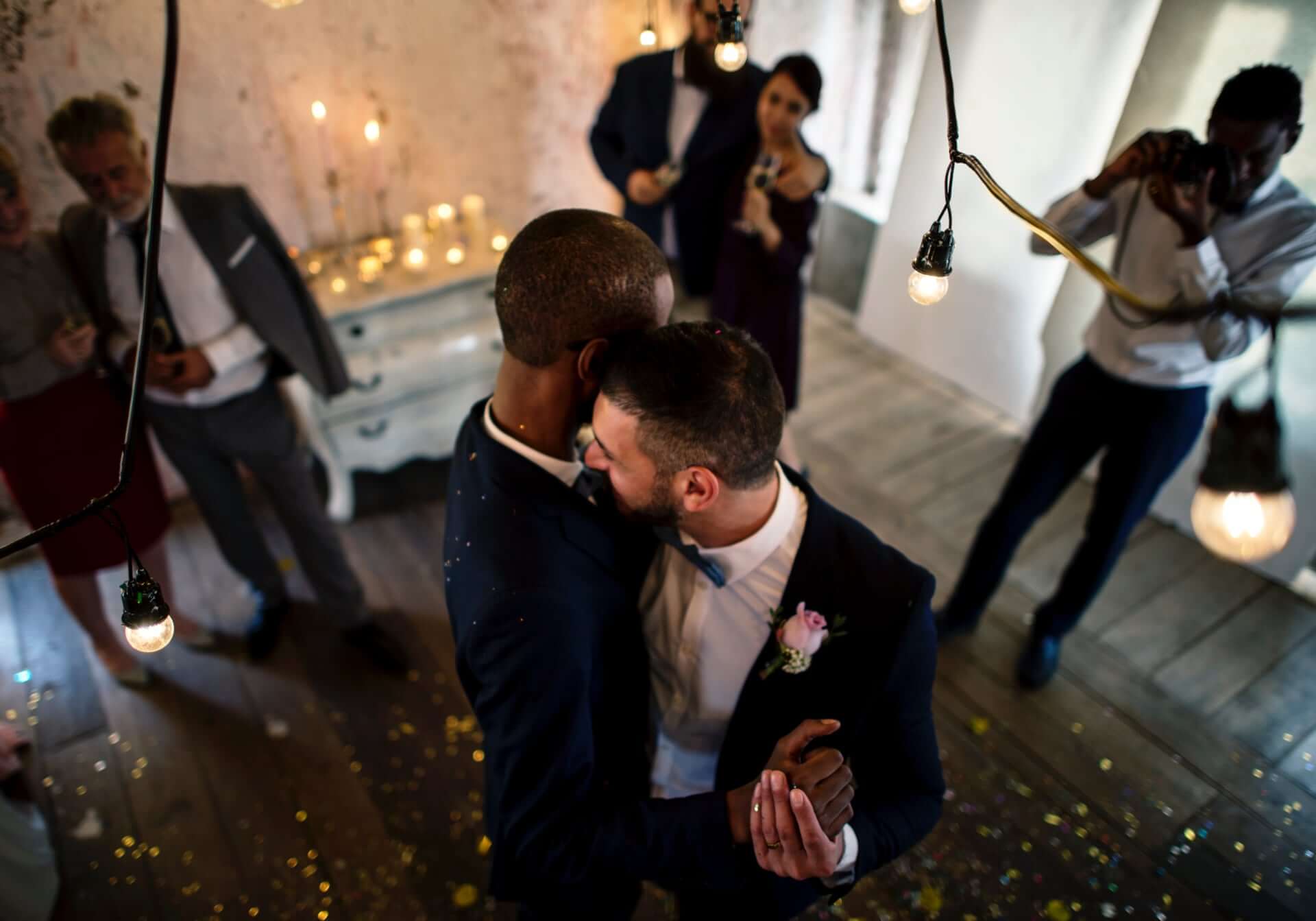 Newlywed Gay Couple Dancing On Wedding Celebration Puxpmw7 2 - What To Consider When Buying Groomsmen Gifts Newlywed Gay Couple Dancing On Wedding Celebration Puxpmw7 2 - What To Consider When Buying Groomsmen Gifts Gay Wedding Guide