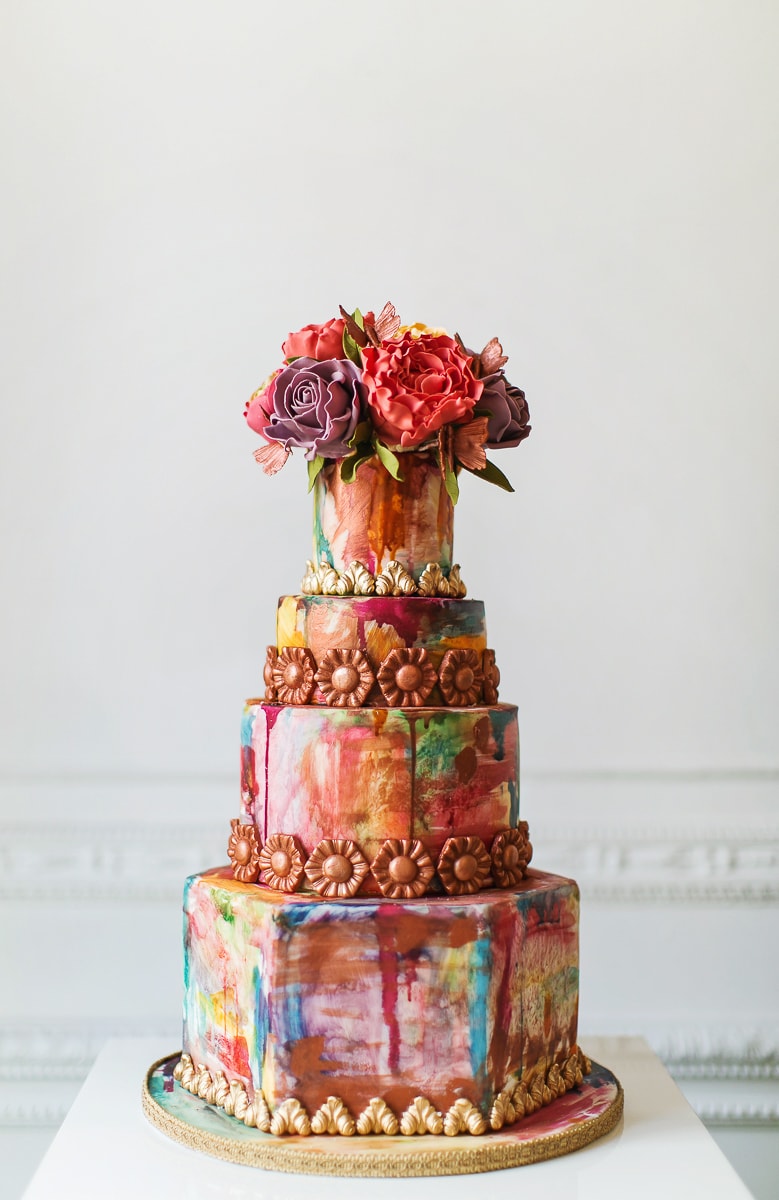 Painted Wedding Cake Elizabethswedding Cakeemporium 2 - Heavenly Same-Sex Autumn Wedding Ideas From The Uk'S Top 10 Lgbtq+ Wedding Suppliers Gay Wedding Guide