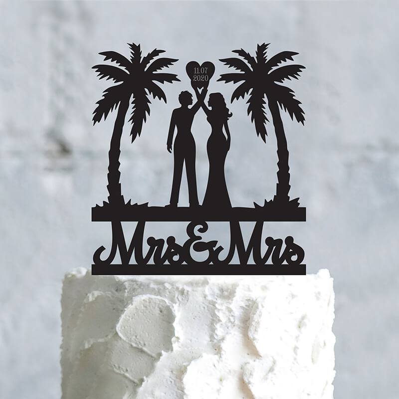Palm Trees Destination Beach Wedding Tropical Lesbian Couple Cake Topper 2 - 40 Awesome Lesbian Wedding Cake Toppers That Will Make Your Wedding Cake Stand Out Palm Trees Destination Beach Wedding Tropical Lesbian Couple Cake Topper 2 - 40 Awesome Lesbian Wedding Cake Toppers That Will Make Your Wedding Cake Stand Out Gay Wedding Guide