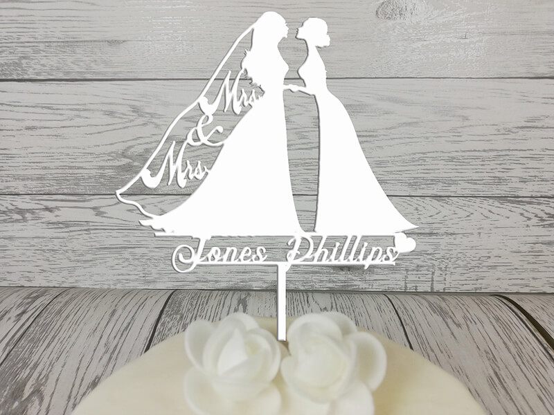 Personalised Wooden Wedding Mrs And Mrs Ilhouette Cake Topper 2 - 40 Awesome Lesbian Wedding Cake Toppers That Will Make Your Wedding Cake Stand Out Personalised Wooden Wedding Mrs And Mrs Ilhouette Cake Topper 2 - 40 Awesome Lesbian Wedding Cake Toppers That Will Make Your Wedding Cake Stand Out Gay Wedding Guide