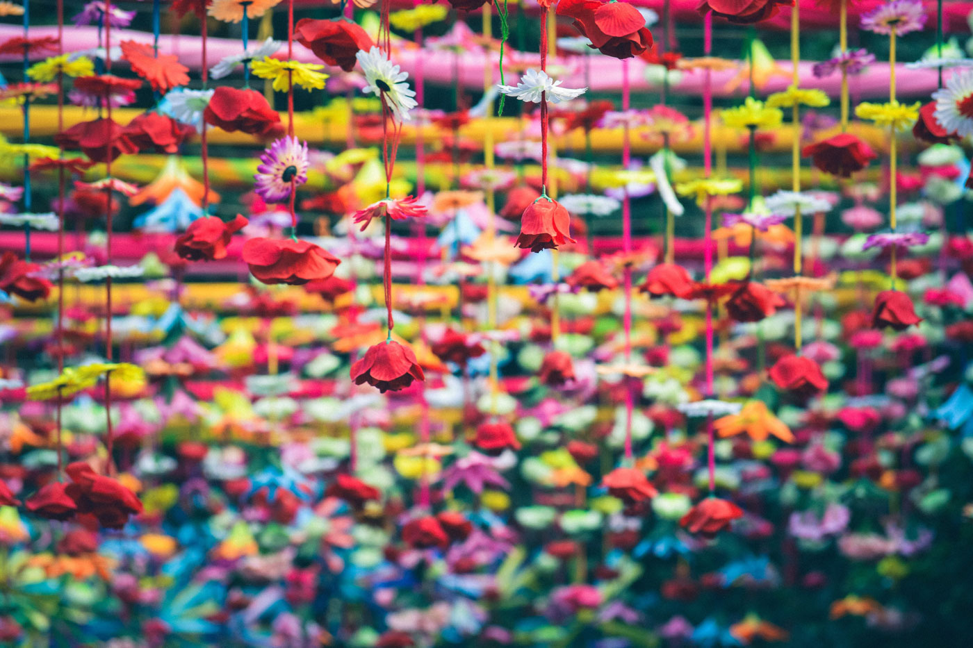 Suspended Rainbow Flowers 2 - Wedding Floral Trends 2018 Gay Wedding Guide