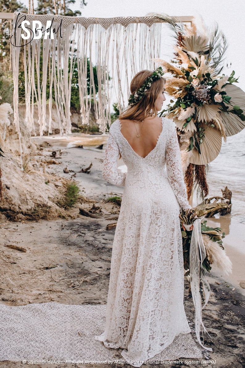 The Lace Beach Bohemian Lesbian Wedding Dress Back 2 - 30 Chic Lesbian Wedding Dresses That Make Your Bridal Look Authentic The Lace Beach Bohemian Lesbian Wedding Dress Back 2 - 30 Chic Lesbian Wedding Dresses That Make Your Bridal Look Authentic Gay Wedding Guide