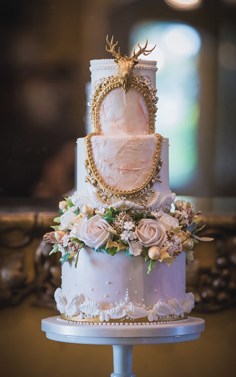 White Wedding Cake Inside On Support 2 - Heavenly Same-Sex Autumn Wedding Ideas From The Uk'S Top 10 Lgbtq+ Wedding Suppliers Gay Wedding Guide