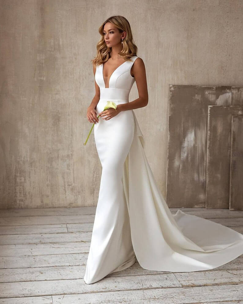 The Classic V Neck 01 - 30 Chic Lesbian Wedding Dresses That Make Your Bridal Look Authentic The Classic V Neck 01 - 30 Chic Lesbian Wedding Dresses That Make Your Bridal Look Authentic Gay Wedding Guide