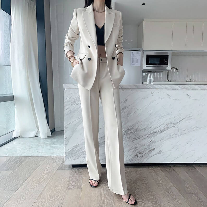 Beige Double Breasted Blazer Suit High Waist Wide Leg Pants 1 Lesbian Wedding Suit - 30 Amazing Lesbian Wedding Suits To Look Stunning On Your Big Day Beige Double Breasted Blazer Suit High Waist Wide Leg Pants 1 Lesbian Wedding Suit - 30 Amazing Lesbian Wedding Suits To Look Stunning On Your Big Day Gay Wedding Guide