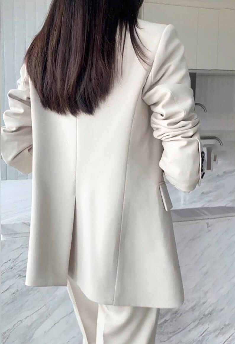 Beige Double Breasted Blazer Suit High Waist Wide Leg Pants 2 Lesbian Wedding Suit - 30 Amazing Lesbian Wedding Suits To Look Stunning On Your Big Day Beige Double Breasted Blazer Suit High Waist Wide Leg Pants 2 Lesbian Wedding Suit - 30 Amazing Lesbian Wedding Suits To Look Stunning On Your Big Day Gay Wedding Guide