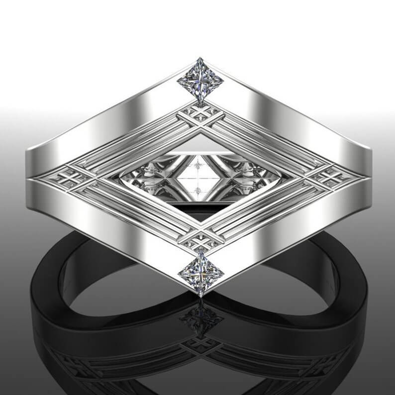 Geometric Art Deco Mens Ring 1 Gay Wedding Rings - 20 Jaw-Dropping Gay Wedding Rings For Your Perpetual Love &Amp; Happiness Geometric Art Deco Mens Ring 1 Gay Wedding Rings - 20 Jaw-Dropping Gay Wedding Rings For Your Perpetual Love &Amp; Happiness Gay Wedding Guide