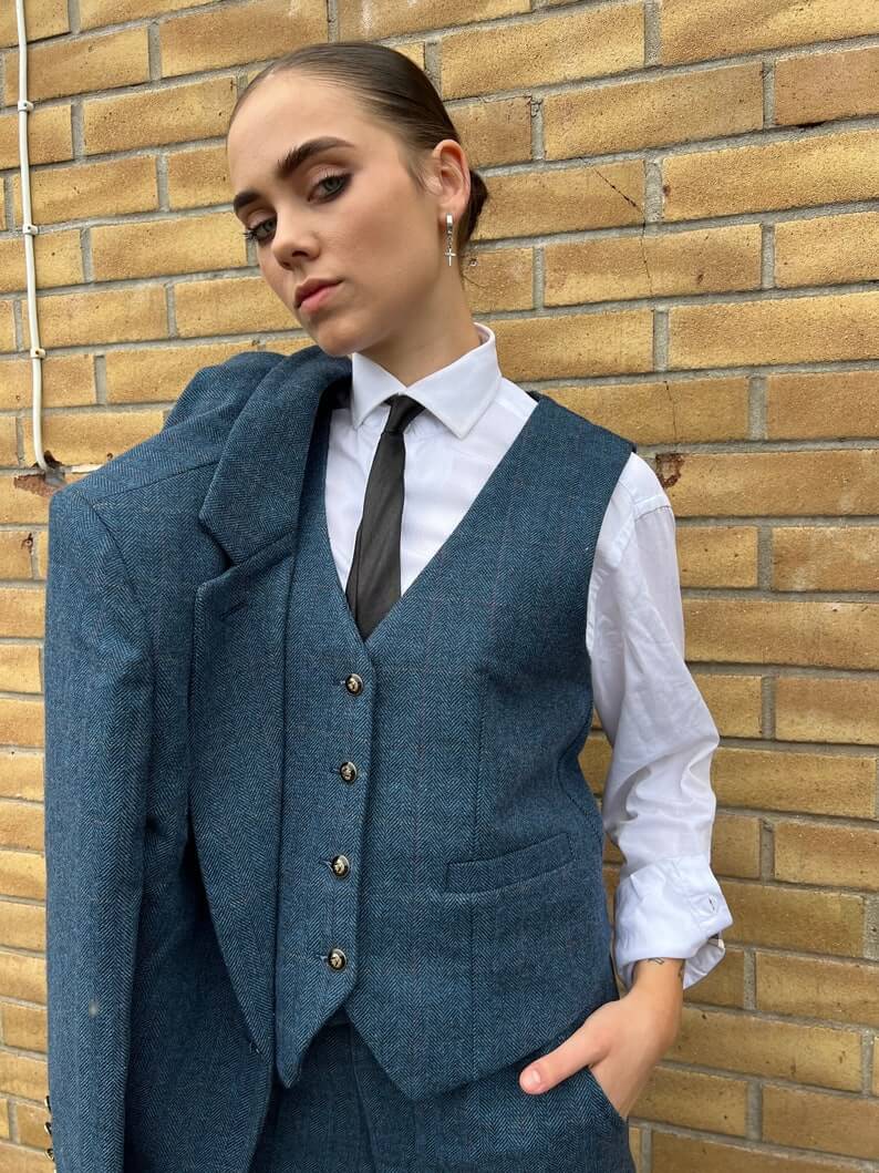 Jacket Waistcoat Womens Blue 2 Piece Tweed Set 1 1 Lesbian Wedding Suit - 30 Amazing Lesbian Wedding Suits To Look Stunning On Your Big Day Jacket Waistcoat Womens Blue 2 Piece Tweed Set 1 1 Lesbian Wedding Suit - 30 Amazing Lesbian Wedding Suits To Look Stunning On Your Big Day Gay Wedding Guide