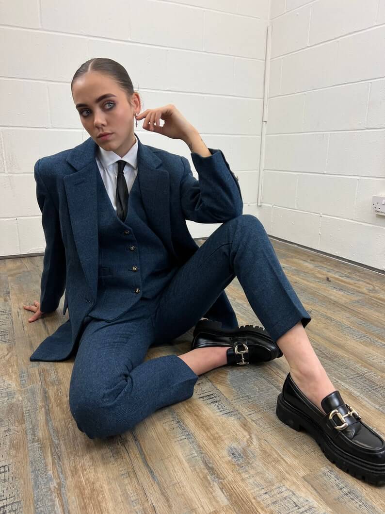 Jacket Waistcoat Womens Blue 2 Piece Tweed Set 1 2 Lesbian Wedding Suit - 30 Amazing Lesbian Wedding Suits To Look Stunning On Your Big Day Jacket Waistcoat Womens Blue 2 Piece Tweed Set 1 2 Lesbian Wedding Suit - 30 Amazing Lesbian Wedding Suits To Look Stunning On Your Big Day Gay Wedding Guide