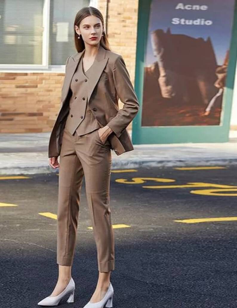 Khaki 3 Piece Womens Suit With V Neck Vest 1 1 Lesbian Wedding Suit - 30 Amazing Lesbian Wedding Suits To Look Stunning On Your Big Day Khaki 3 Piece Womens Suit With V Neck Vest 1 1 Lesbian Wedding Suit - 30 Amazing Lesbian Wedding Suits To Look Stunning On Your Big Day Gay Wedding Guide