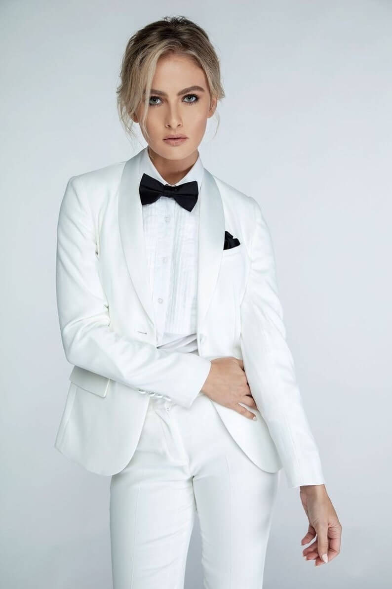 Lesbian Wedding 3 Piece White Tuxedo Pant Suit Set With Shirt And Bow 2 Lesbian Wedding Suit - 30 Amazing Lesbian Wedding Suits To Look Stunning On Your Big Day Lesbian Wedding 3 Piece White Tuxedo Pant Suit Set With Shirt And Bow 2 Lesbian Wedding Suit - 30 Amazing Lesbian Wedding Suits To Look Stunning On Your Big Day Gay Wedding Guide