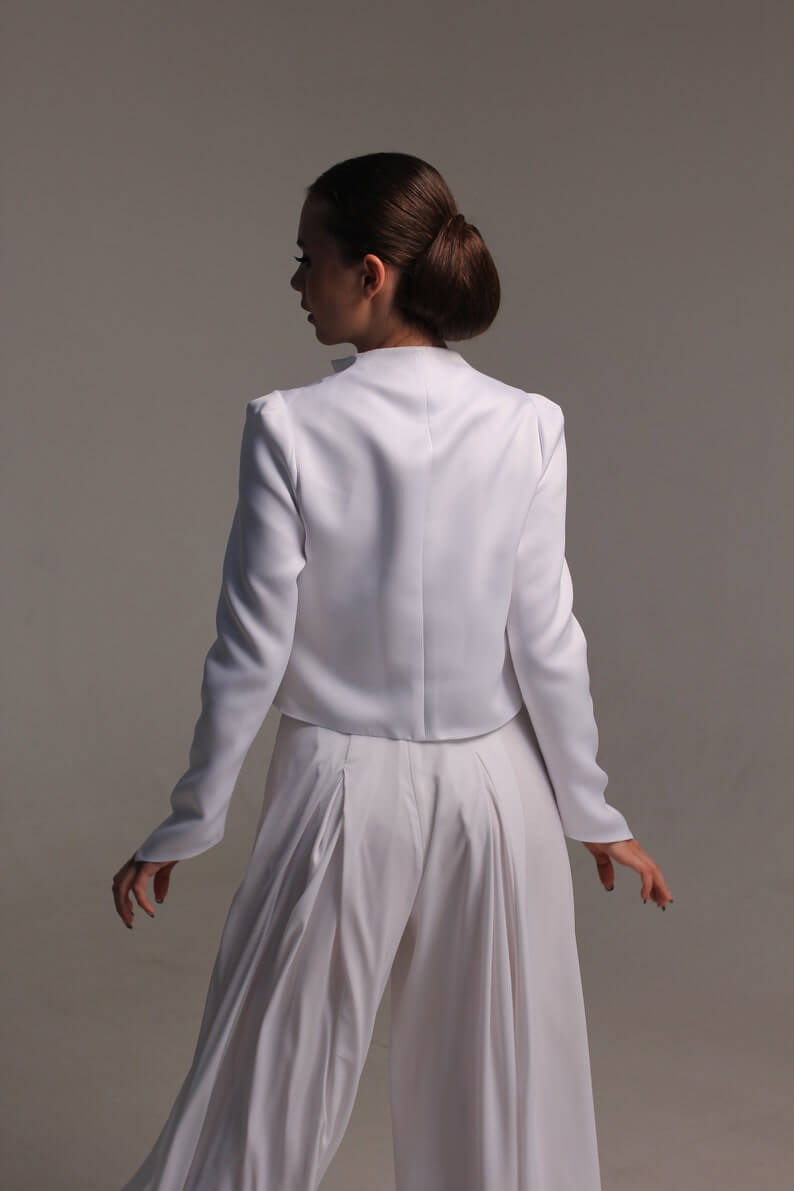 Stand Collar Jacket And Wide Leg Pants Set Of Two 2 Lesbian Wedding Suit - 30 Amazing Lesbian Wedding Suits To Look Stunning On Your Big Day Stand Collar Jacket And Wide Leg Pants Set Of Two 2 Lesbian Wedding Suit - 30 Amazing Lesbian Wedding Suits To Look Stunning On Your Big Day Gay Wedding Guide