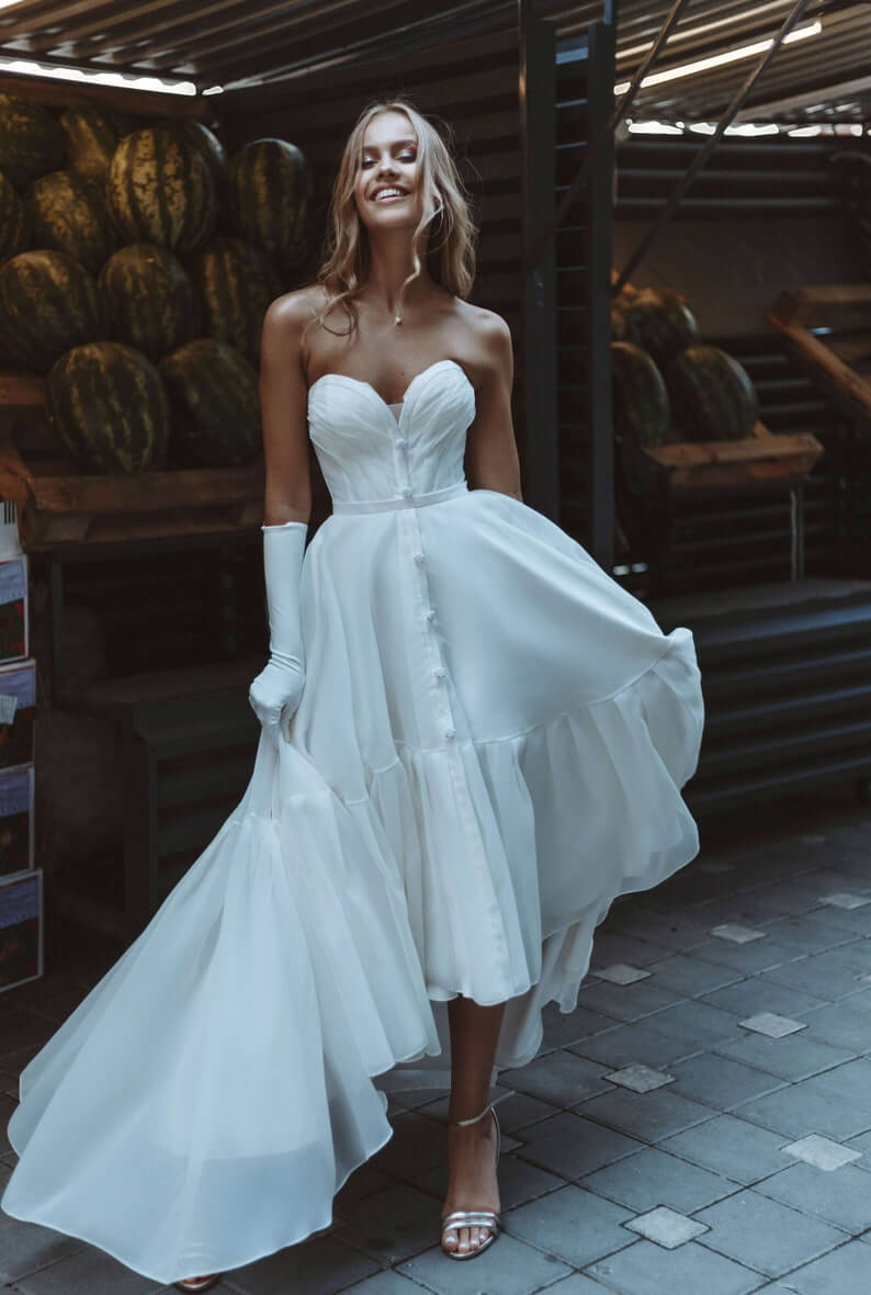 The Stylish A Line Midi 1 Lesbian Wedding Dress - 30 Chic Lesbian Wedding Dresses That Make Your Bridal Look Authentic The Stylish A Line Midi 1 Lesbian Wedding Dress - 30 Chic Lesbian Wedding Dresses That Make Your Bridal Look Authentic Gay Wedding Guide