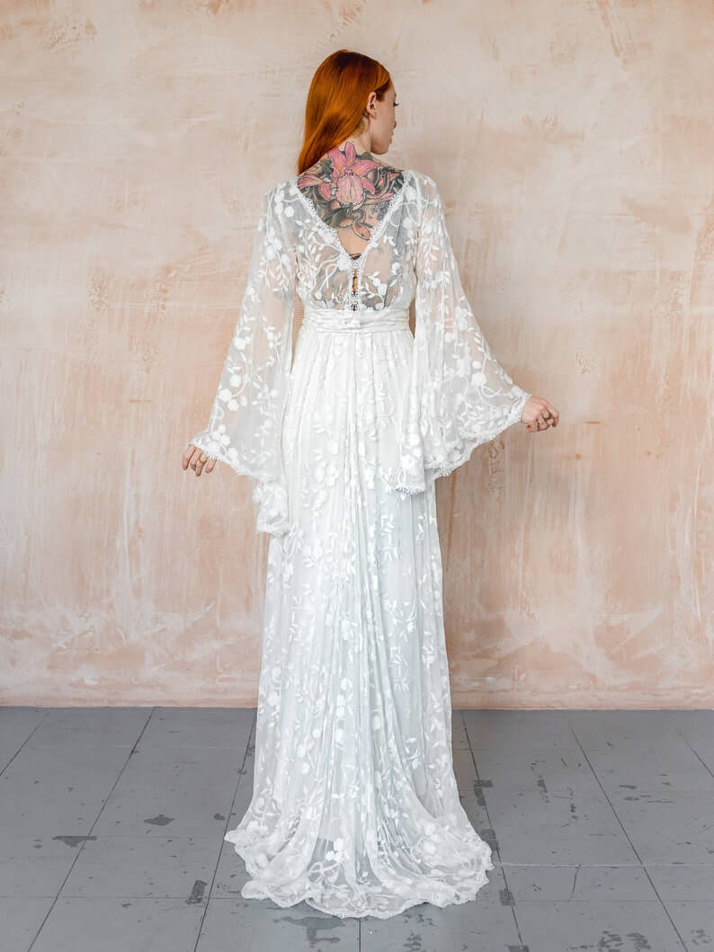 The Wrap Kimono Sleeve 2 Lesbian Wedding Dress - 30 Chic Lesbian Wedding Dresses That Make Your Bridal Look Authentic The Wrap Kimono Sleeve 2 Lesbian Wedding Dress - 30 Chic Lesbian Wedding Dresses That Make Your Bridal Look Authentic Gay Wedding Guide