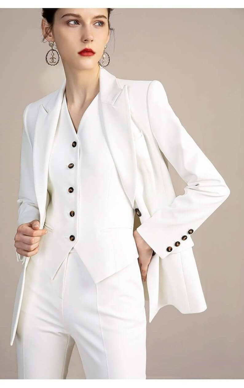White 3 Piece Formal Suit With Blazer And Pants 1 Lesbian Wedding Suit - 30 Amazing Lesbian Wedding Suits To Look Stunning On Your Big Day White 3 Piece Formal Suit With Blazer And Pants 1 Lesbian Wedding Suit - 30 Amazing Lesbian Wedding Suits To Look Stunning On Your Big Day Gay Wedding Guide