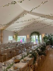 Rustic Style Long Tables With Ivy Fairy Lights