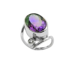 Amethyst Diamond 9Ct White Gold Ring 229X229