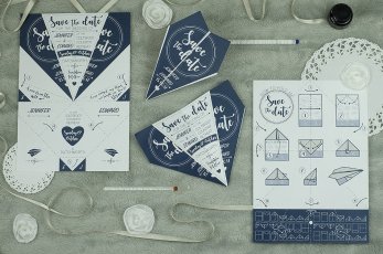 Cat Creative Plane Origami Save The Date Flat Lay 347X230