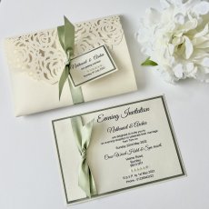 Ivory Laser Cut Pocketfold With Sage Green 2 230X230