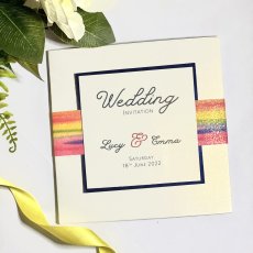 Rainbow Glitter Belly Band Folded Invitation 4 230X230