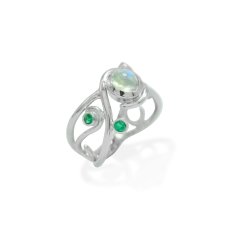 Wedding Jewellery Engagement Ring Moonstone Emerald White Gold 229X229