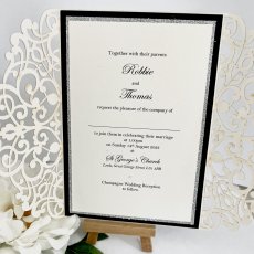 Silver Glitter Laser Cut Gatefold With Bow Tie Detail 1 230X230