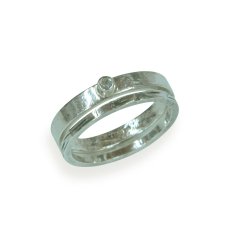 Silver Rollered Texture Diamond Engagement Wedding Ring Top Rd Tube Set 230X230