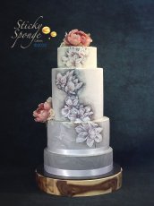 Hand Painted Marbled Blossom Wedding Cake 172X230