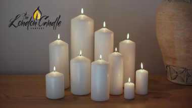 White Pillar Candles Lit 380X213