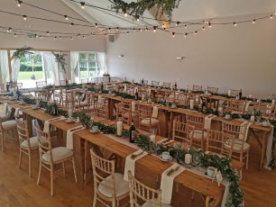 Hired Wooden Table Set Up