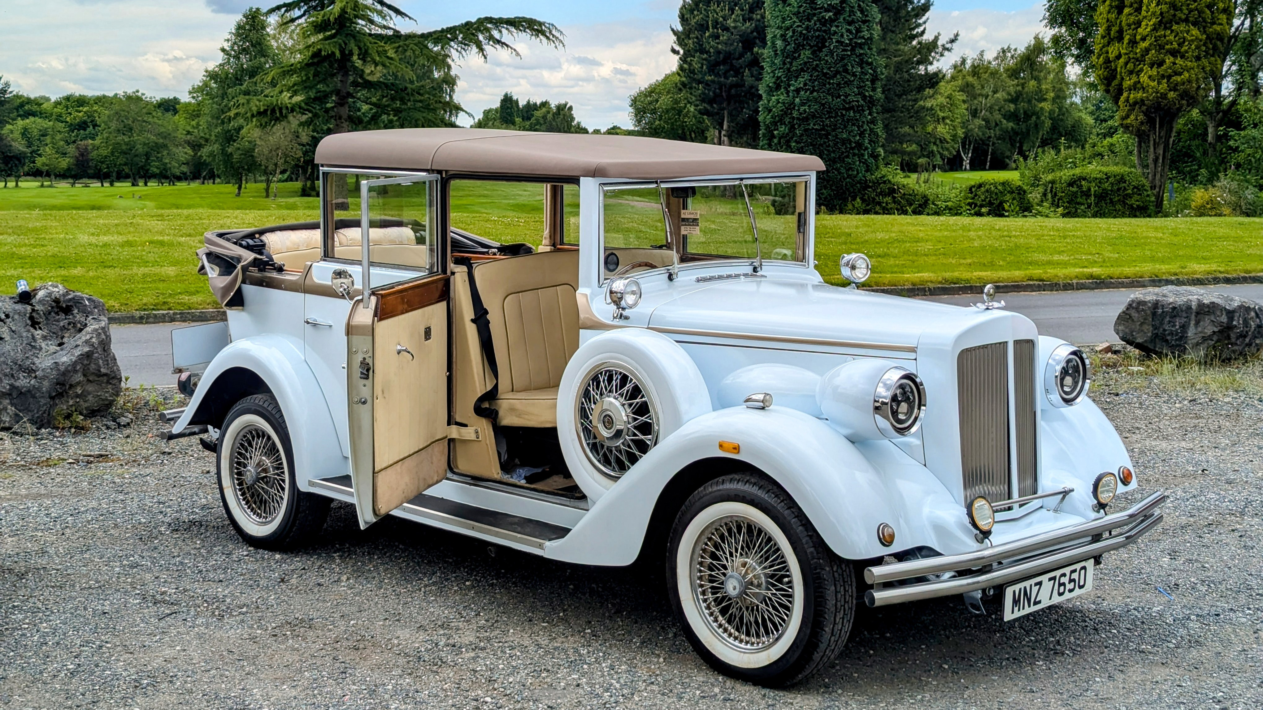 30S Vintage Regent In White With Roof Down